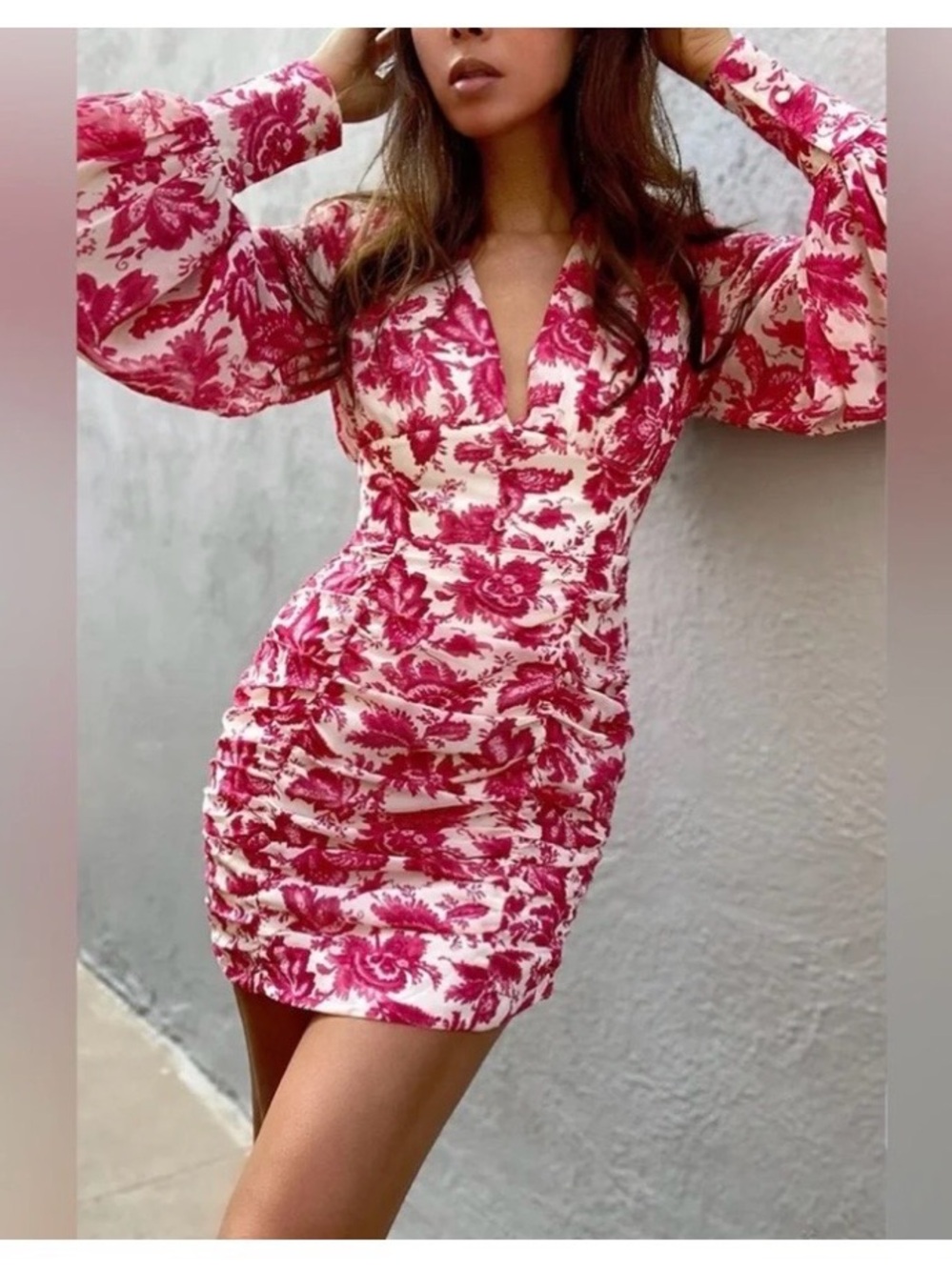 Seven Wonders floral print V-neck long sleeve mini dress